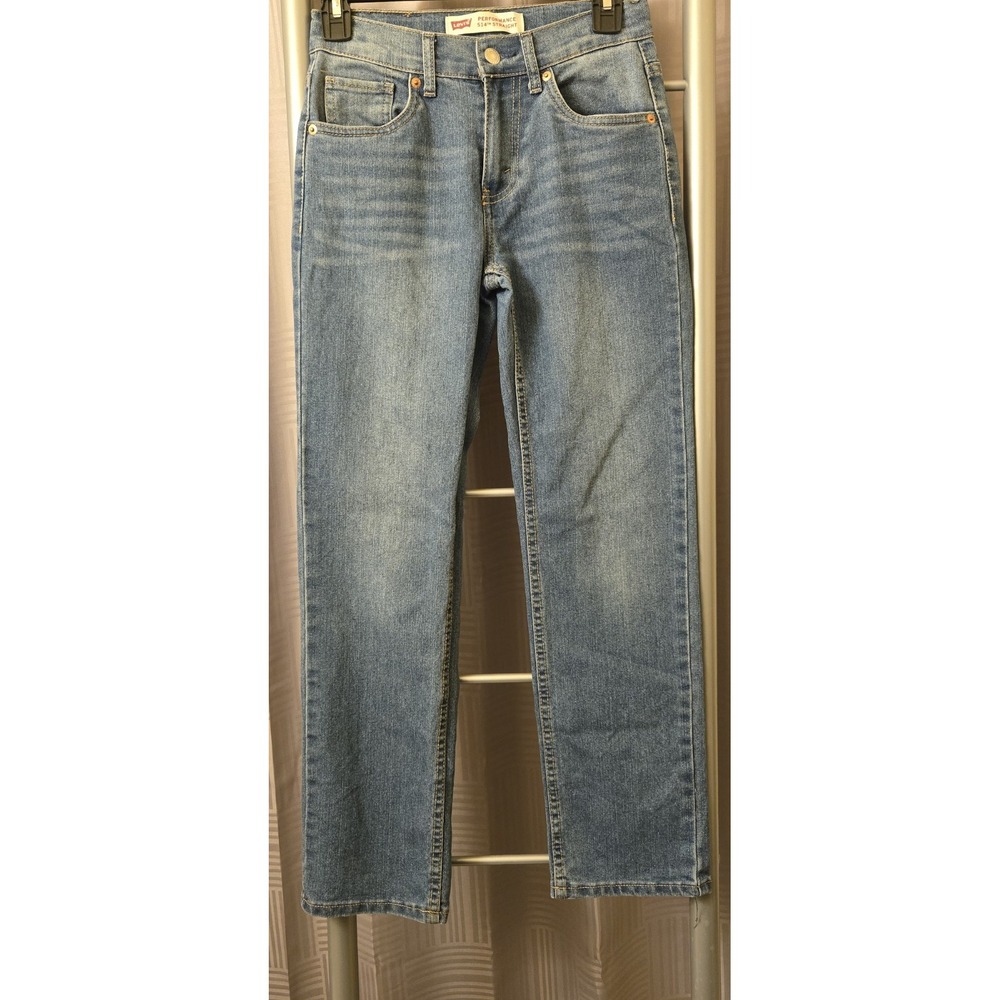 Levis 514 Jeans Boys Sz 12 Blue Straight Fit Performance Denim Adjustable Waist